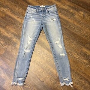BKE Payton Skinny Ankle Jeans Women 25 Universal Fit Mid Rise Distressed Stretch
